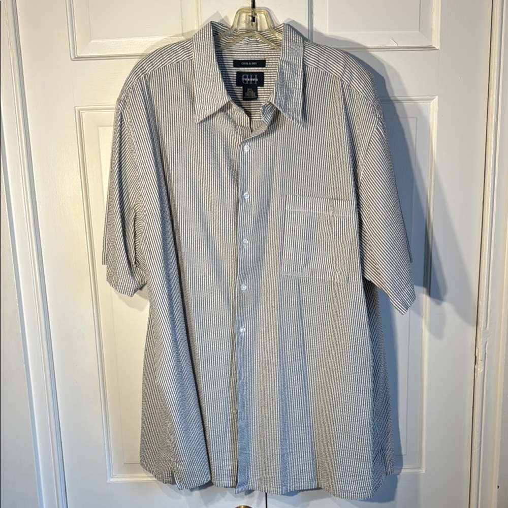 Harbor Bay Blue Casual Button Down Shirt Lightweight Cotton